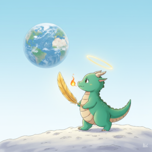 damien le dragon sur la lune